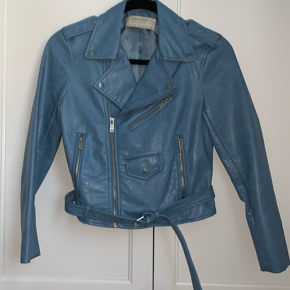 Zara women’s pleather Moro Bomber jacket